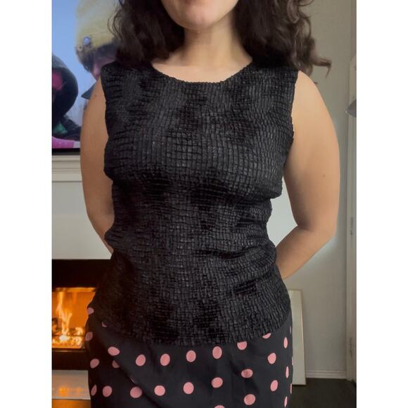 90s Black Funky Textured Whimsygoth Sleeveless Top - Picture 7 of 7